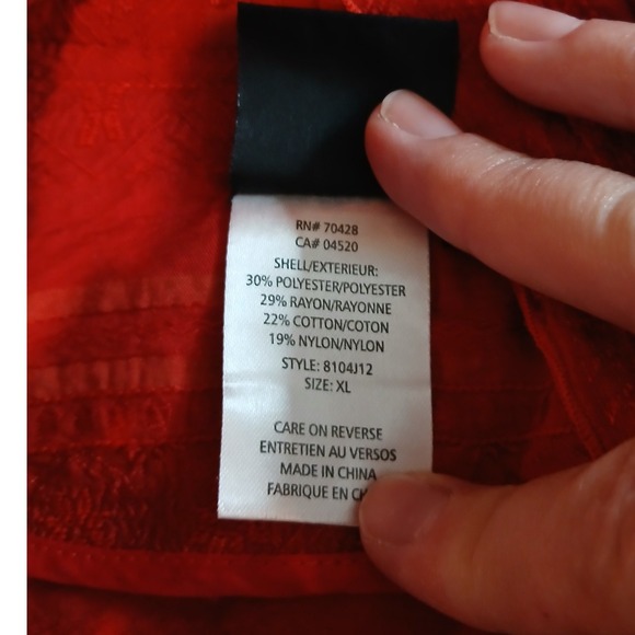 Sharon Young Red Textured Button Front Jacket Women XL Artsy Lagenlook - Picture 8 of 11